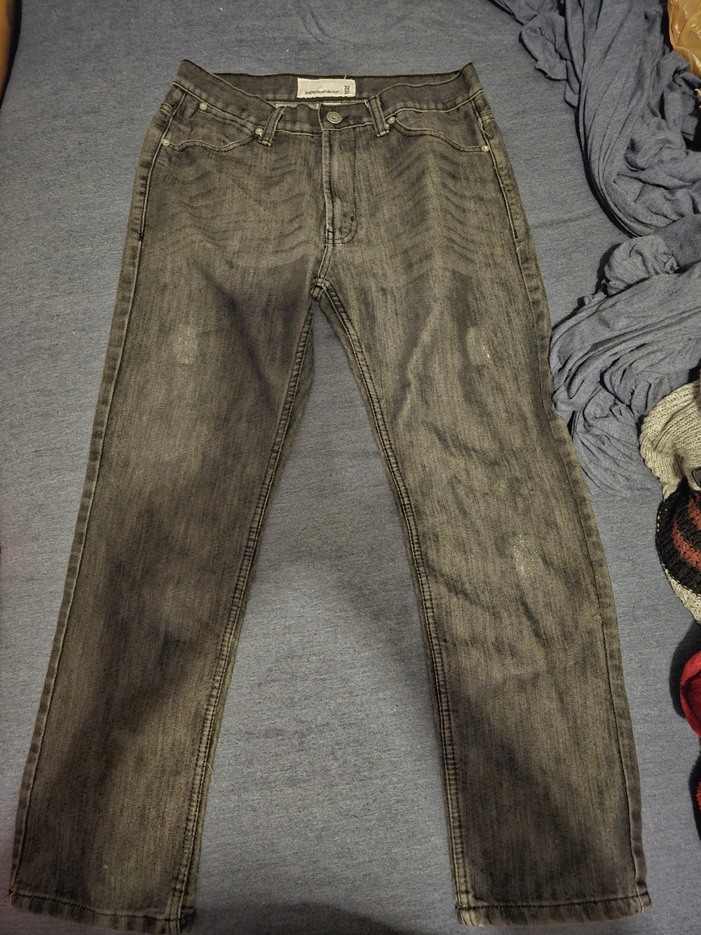 Mens Paper Denim And Cloth Brand Jeans With Distress Look.